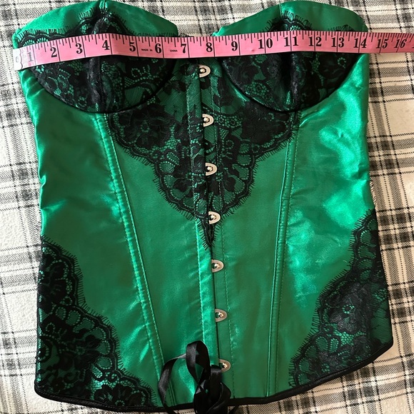 Horoscope X Dolls Kill Green Black Pulse Effect Denim Mini Skirt & Corset NWT M - Picture 16 of 16